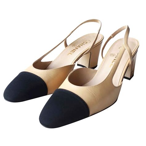 chanel slingback beige|Chanel slingback heels.